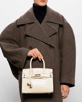 Gianni Notaro Beige crocodile-embossed leather bag 414COCCONIKEL