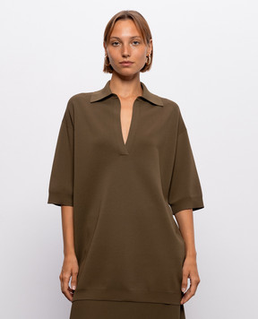 Max Mara MALPINO khaki top with polo collar MXMALPINO