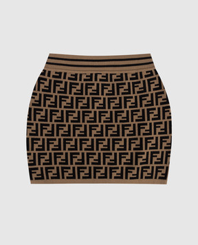 Fendi Children's brown skirt with FF branded pattern JFG070AEYD812+