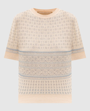 Ermanno Scervino Beige top with patterned silk D485L754LWK