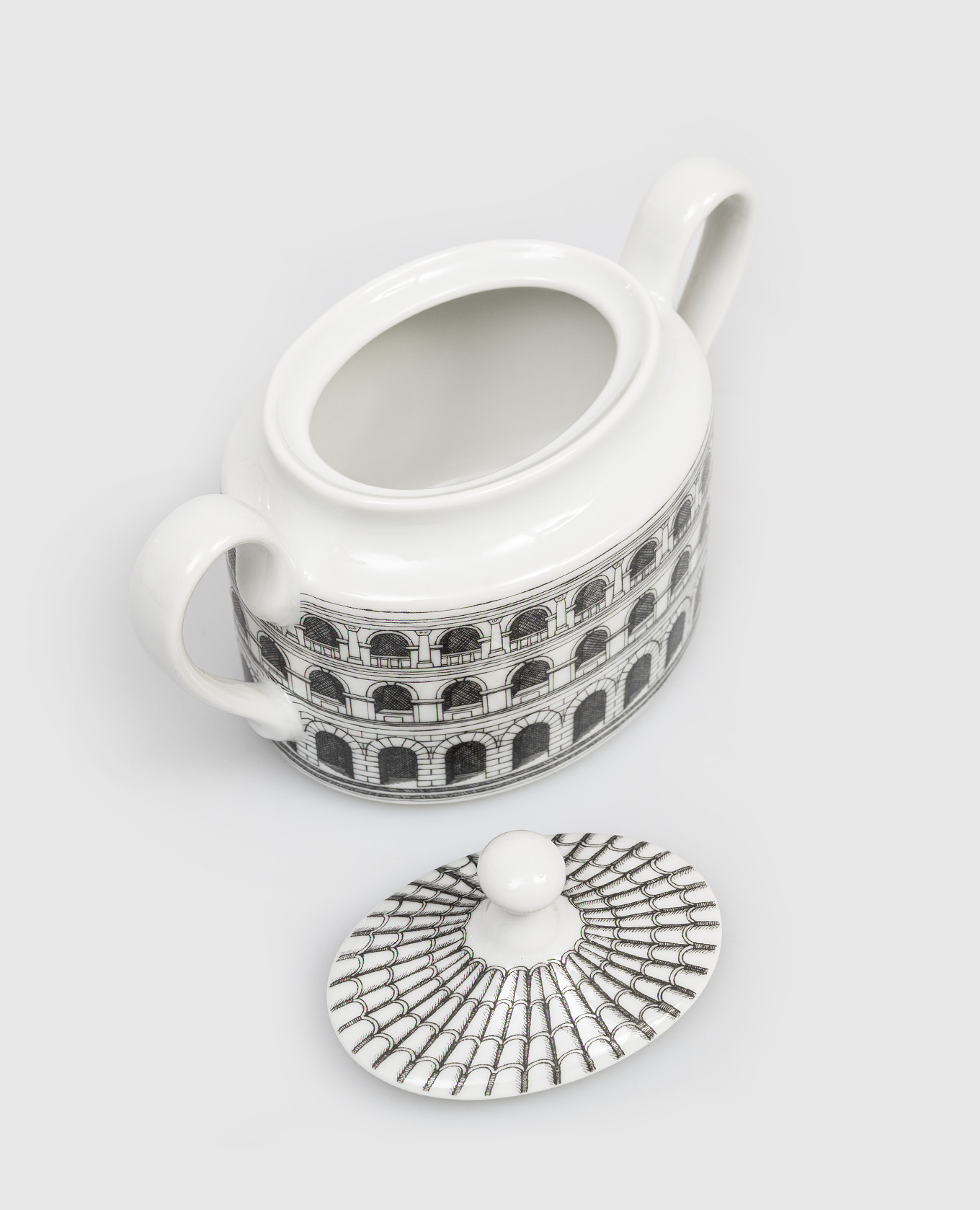 White porcelain sugar bowl Architettura Fornasetti 2
