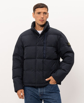 Stone Island Blue down jacket with logo patch L2S154100046S0462