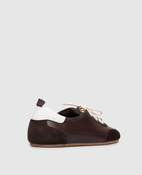 Babe Pay Pls Brown leather sneakers with beads NICKY