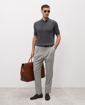 Brunello Cucinelli Grey ribbed polo shirt M29400025