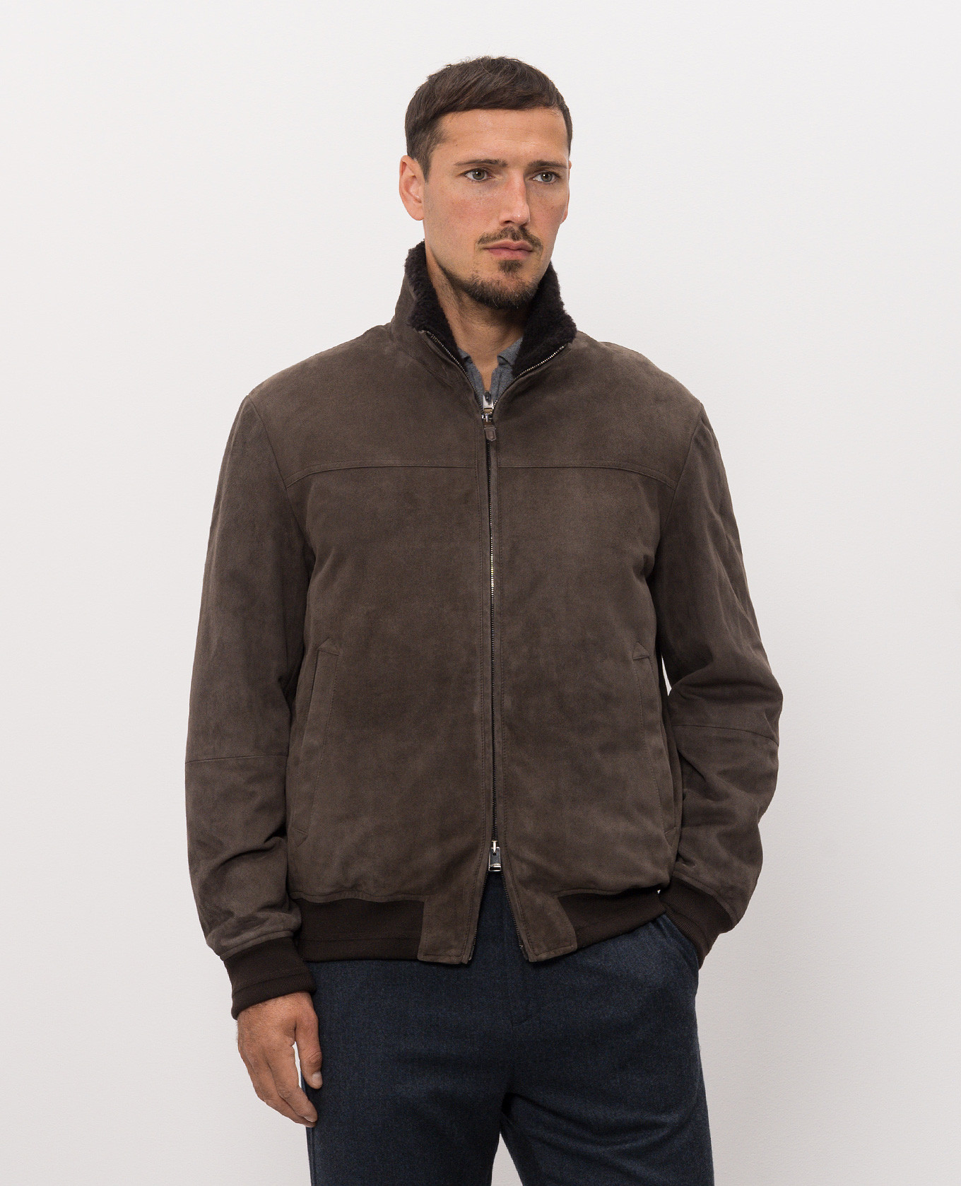 Brown suede jacket Canali 3