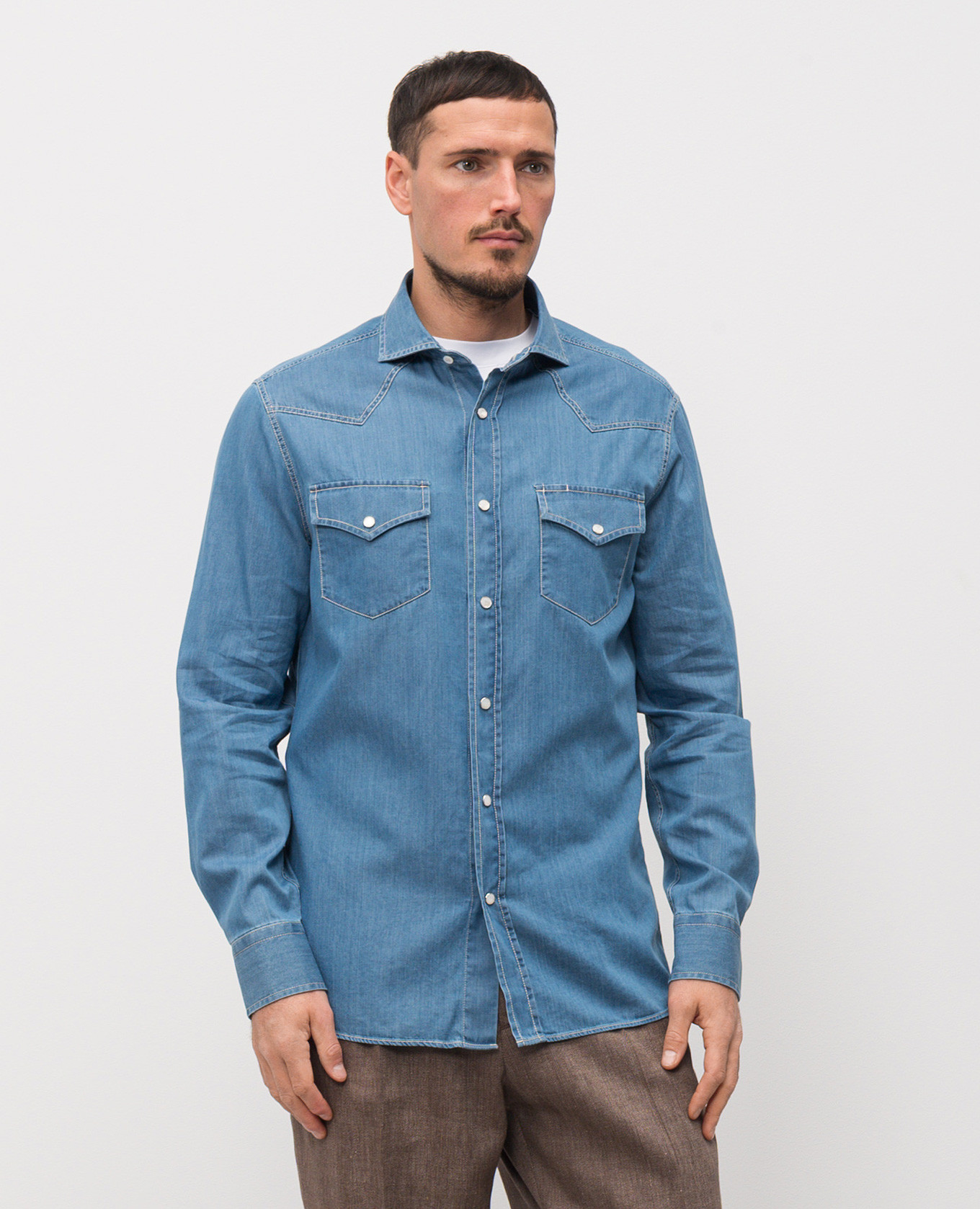 Blue denim shirt Brunello Cucinelli 3