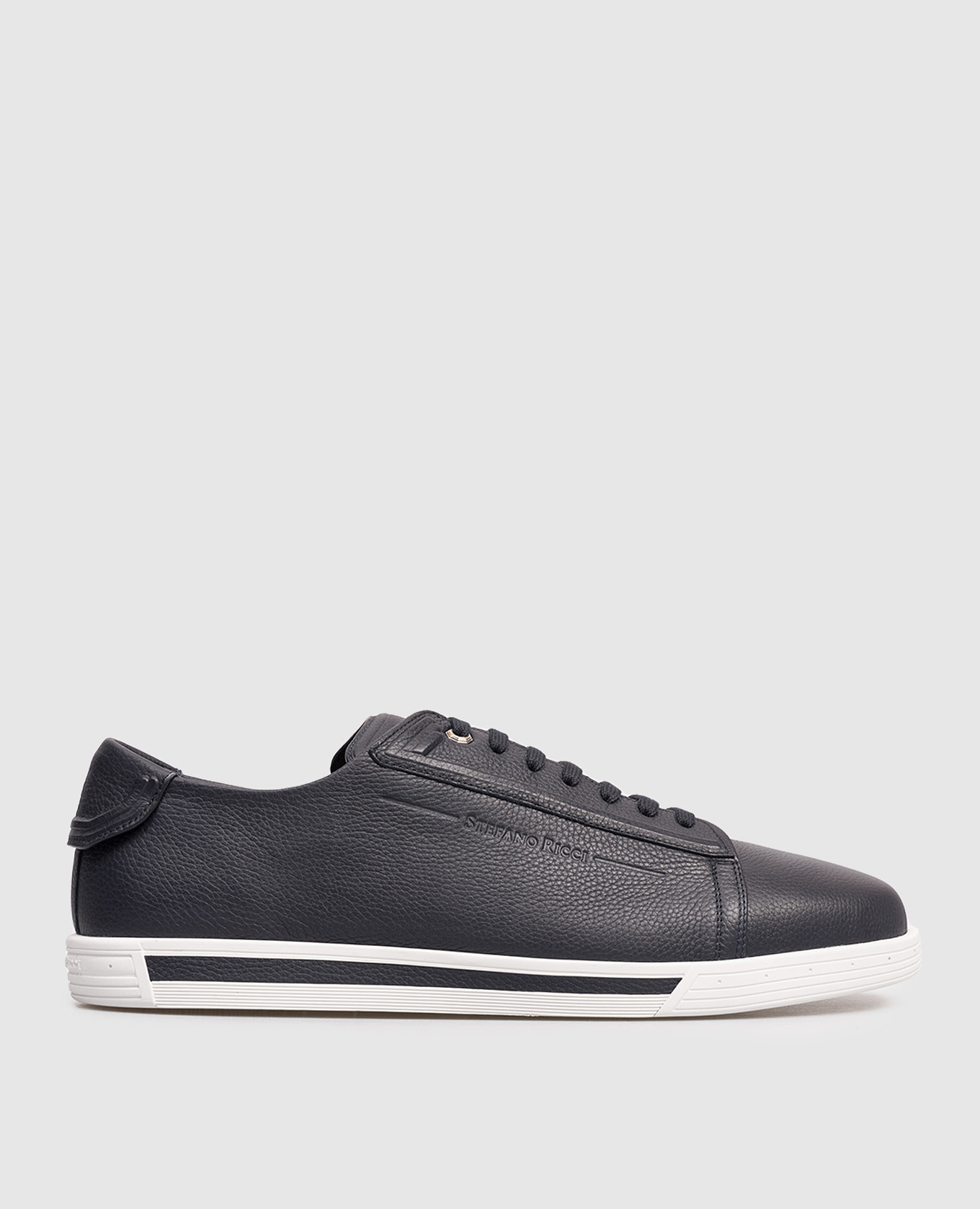 Blue suede sneakers with logo