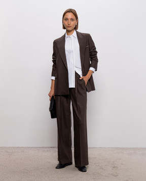 Peserico Brown wool jacket with monil chain A01637Z03358