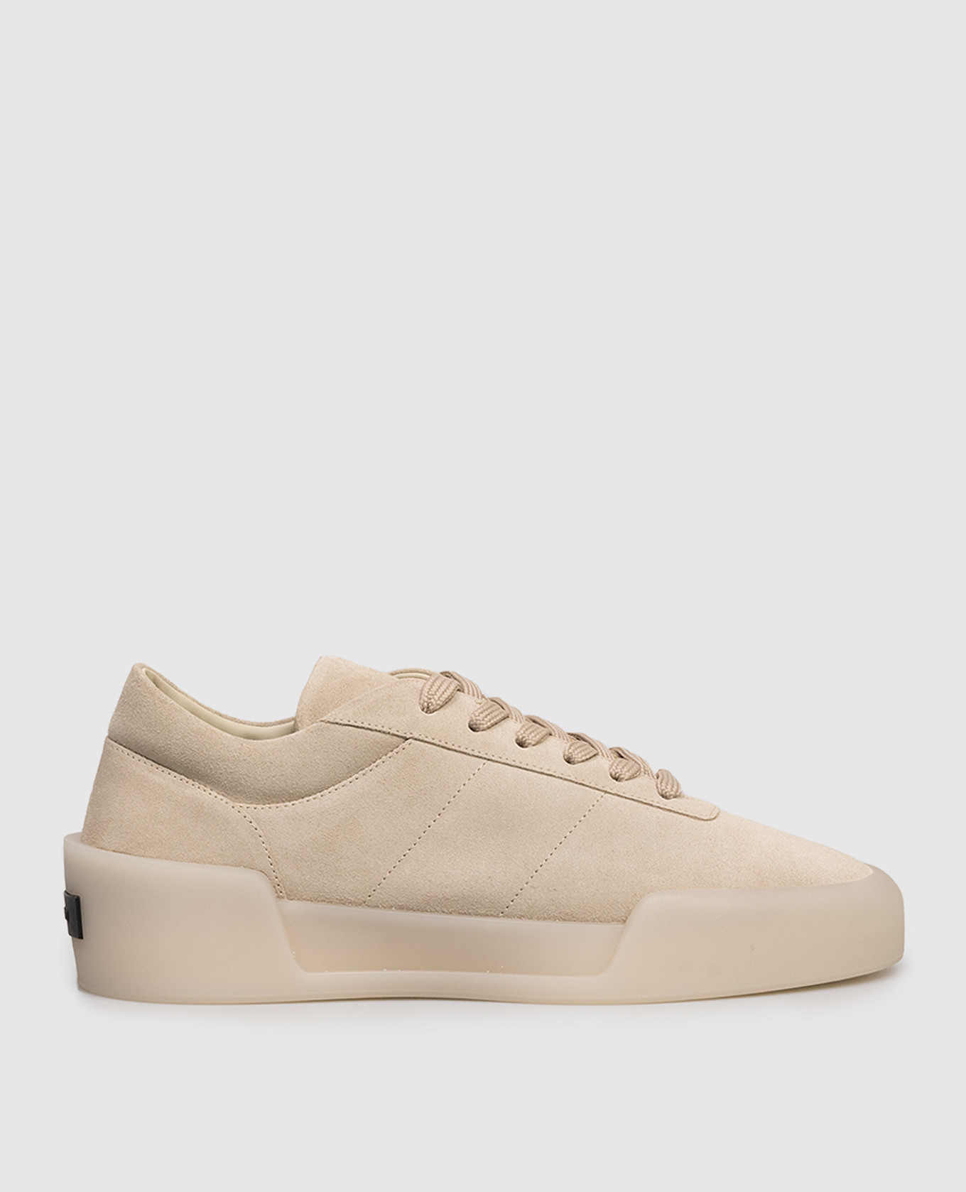 Beige suede sneakers with logo