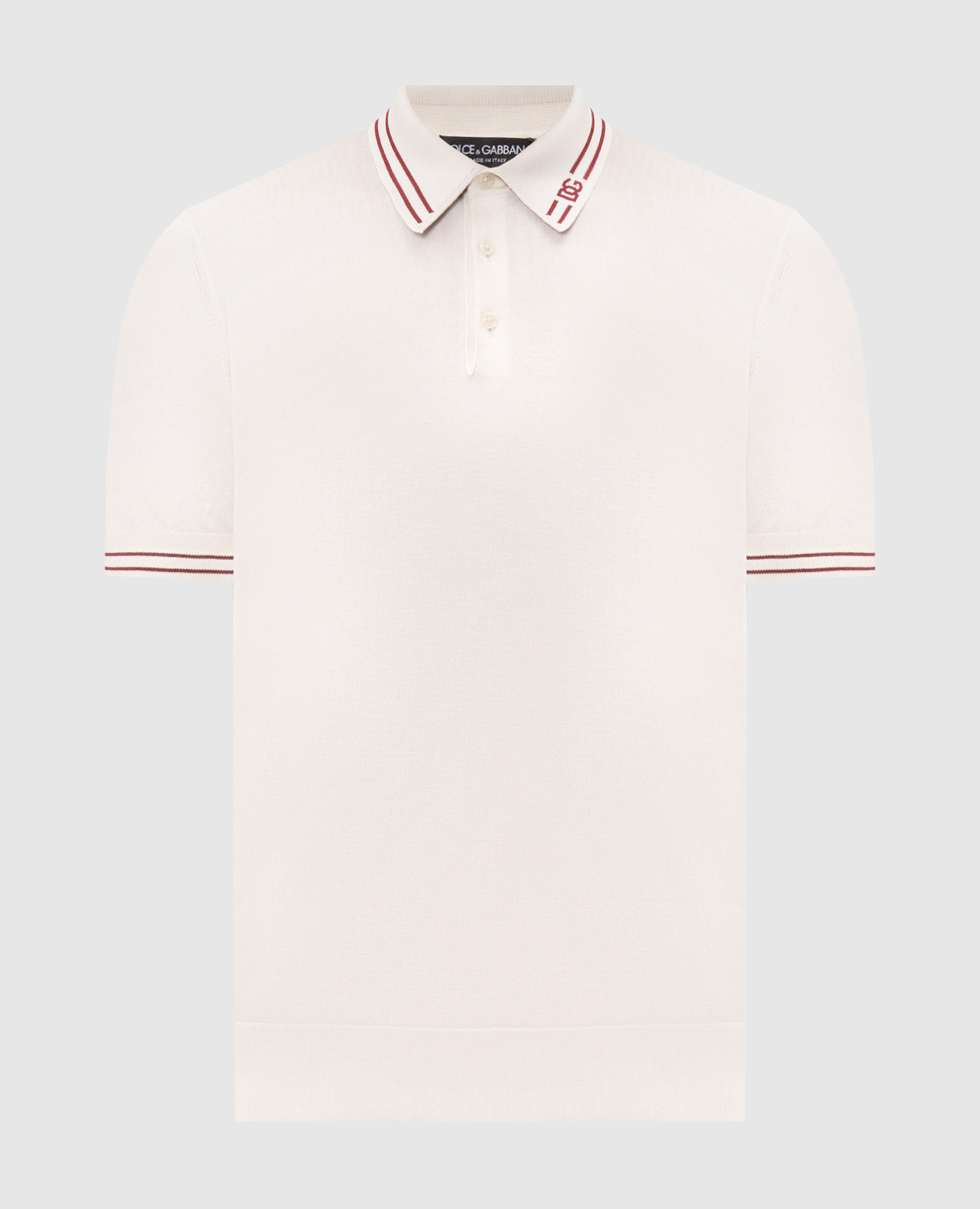 Ivory silk polo with monogram logo