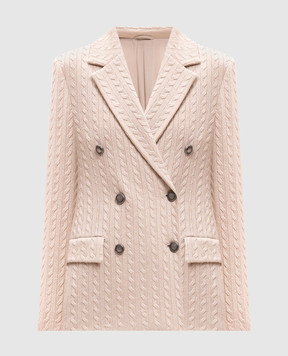 Brunello Cucinelli Beige double-breasted jacket with lurex M0AZT7493P