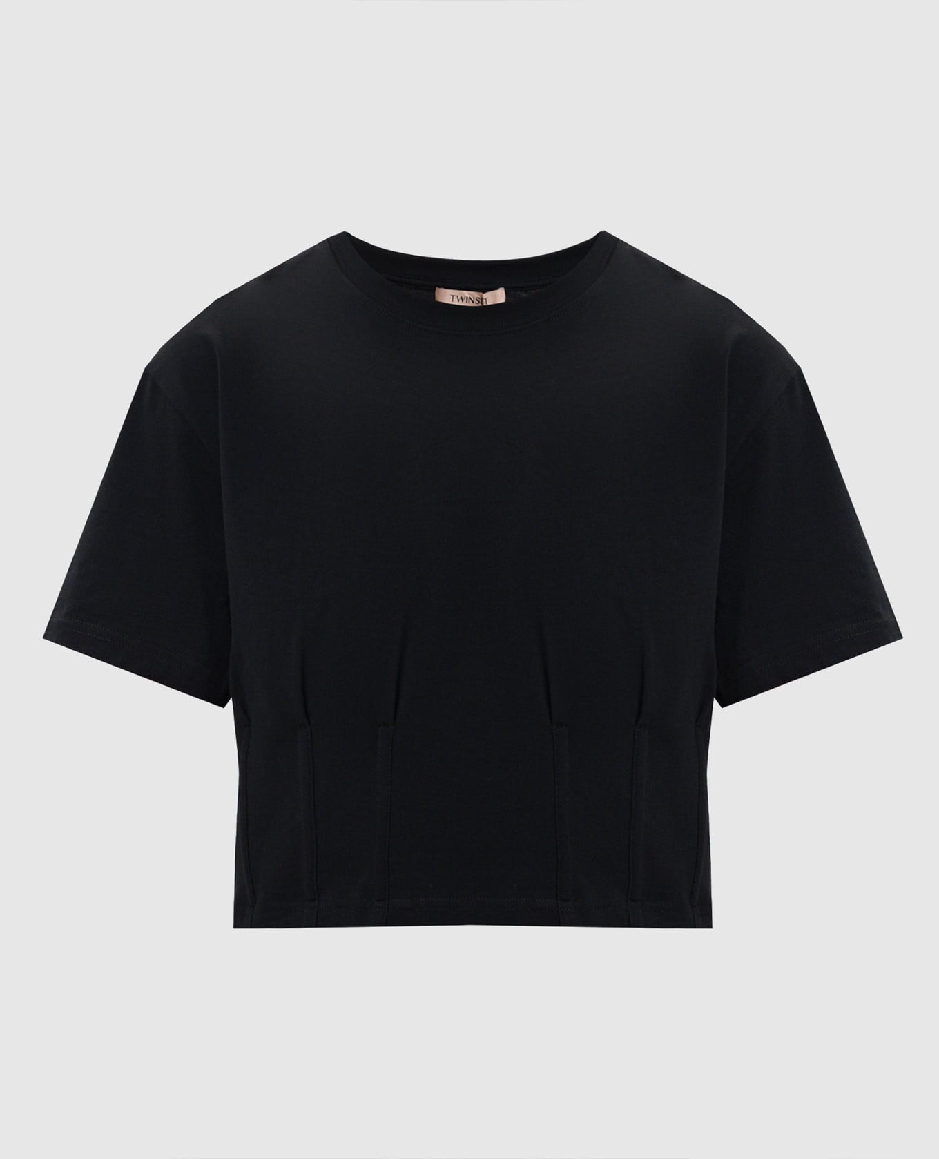 Black cropped corset style T-shirt