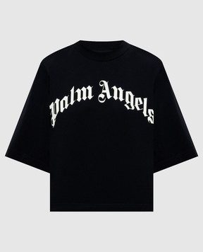 Palm Angels Black T-shirt with a print of the inscription PAWAA003JR001