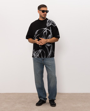 Balmain Black T-shirt with floral print HH1EG230GF62