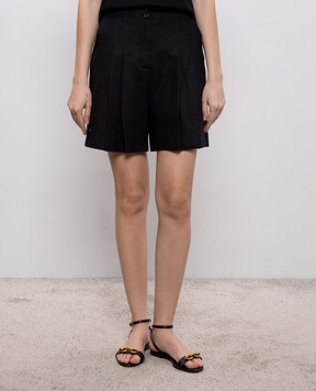 Twinset Black linen shorts 261TF2026