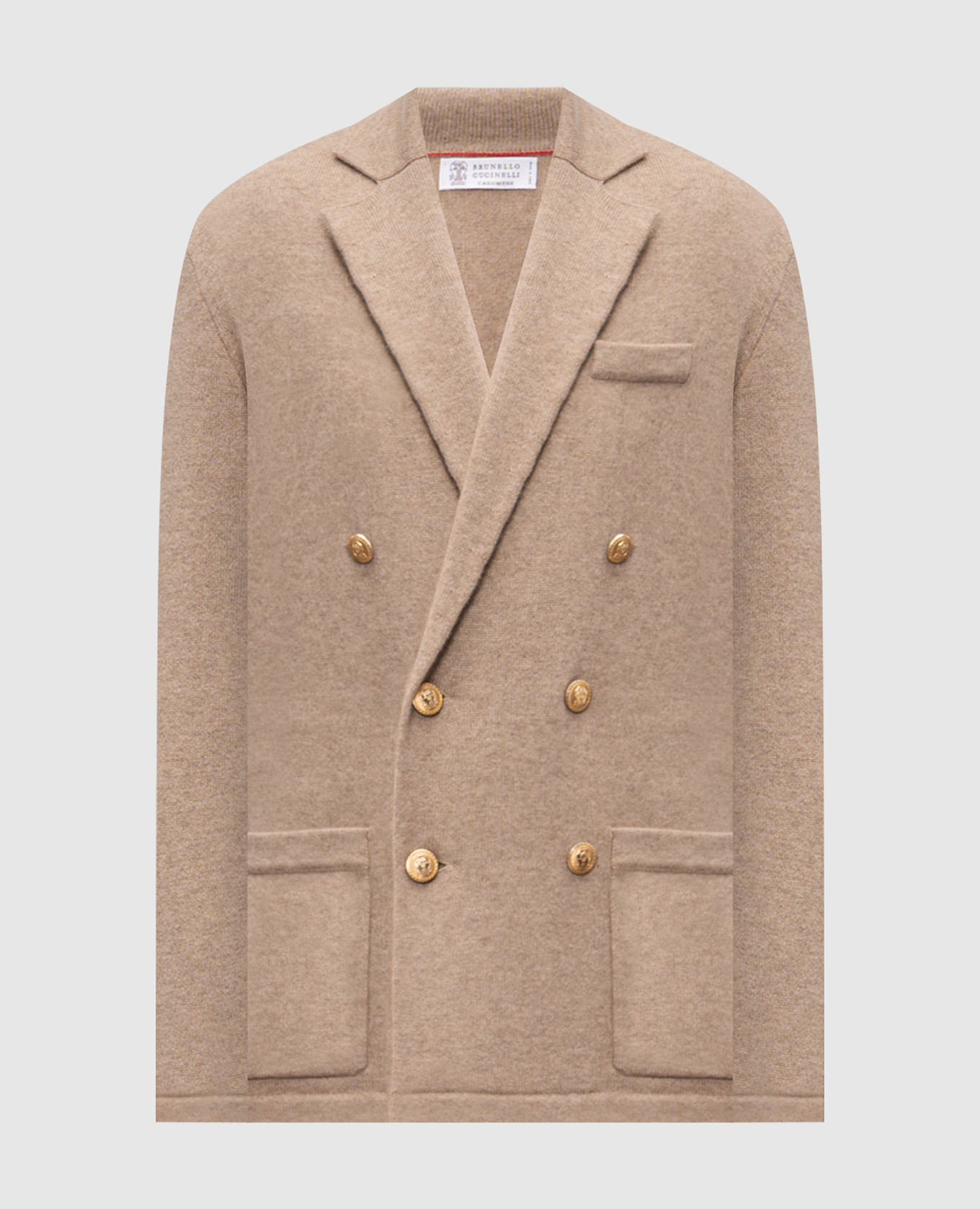 

Beige double-breasted cashmere cardigan in jacket style Brunello Cucinelli