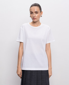 Fabiana Filippi White T-shirt with a monil chain JED216F133L796