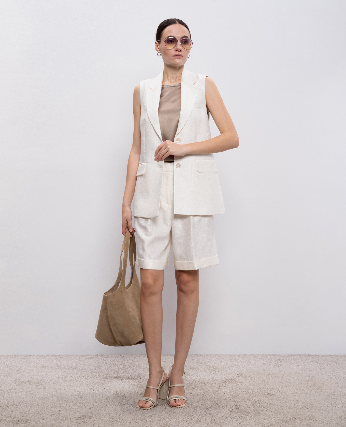 Brown silk top with chain Peserico 2
