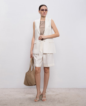 Peserico Brown silk top with chain A08893D02372