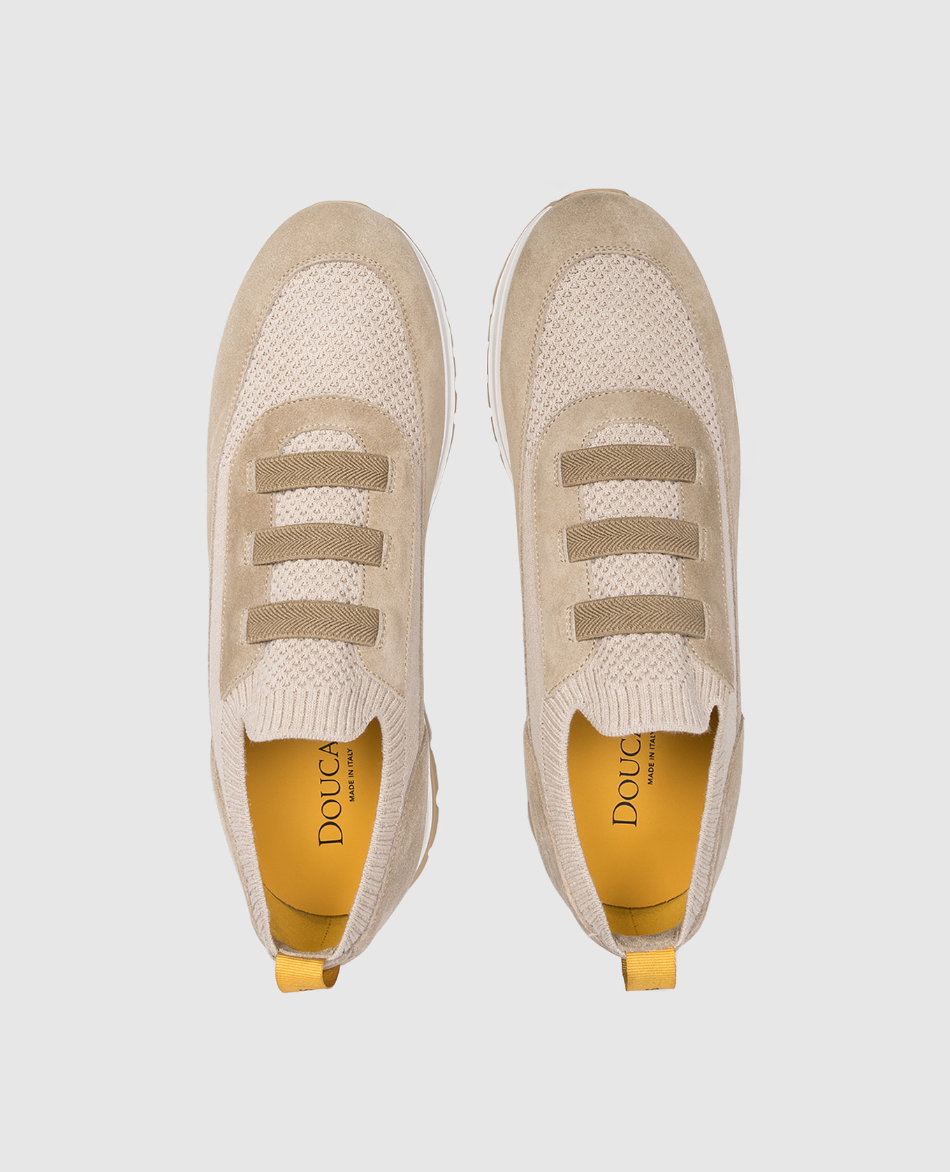 Beige combination sneakers with logo Doucal's 4