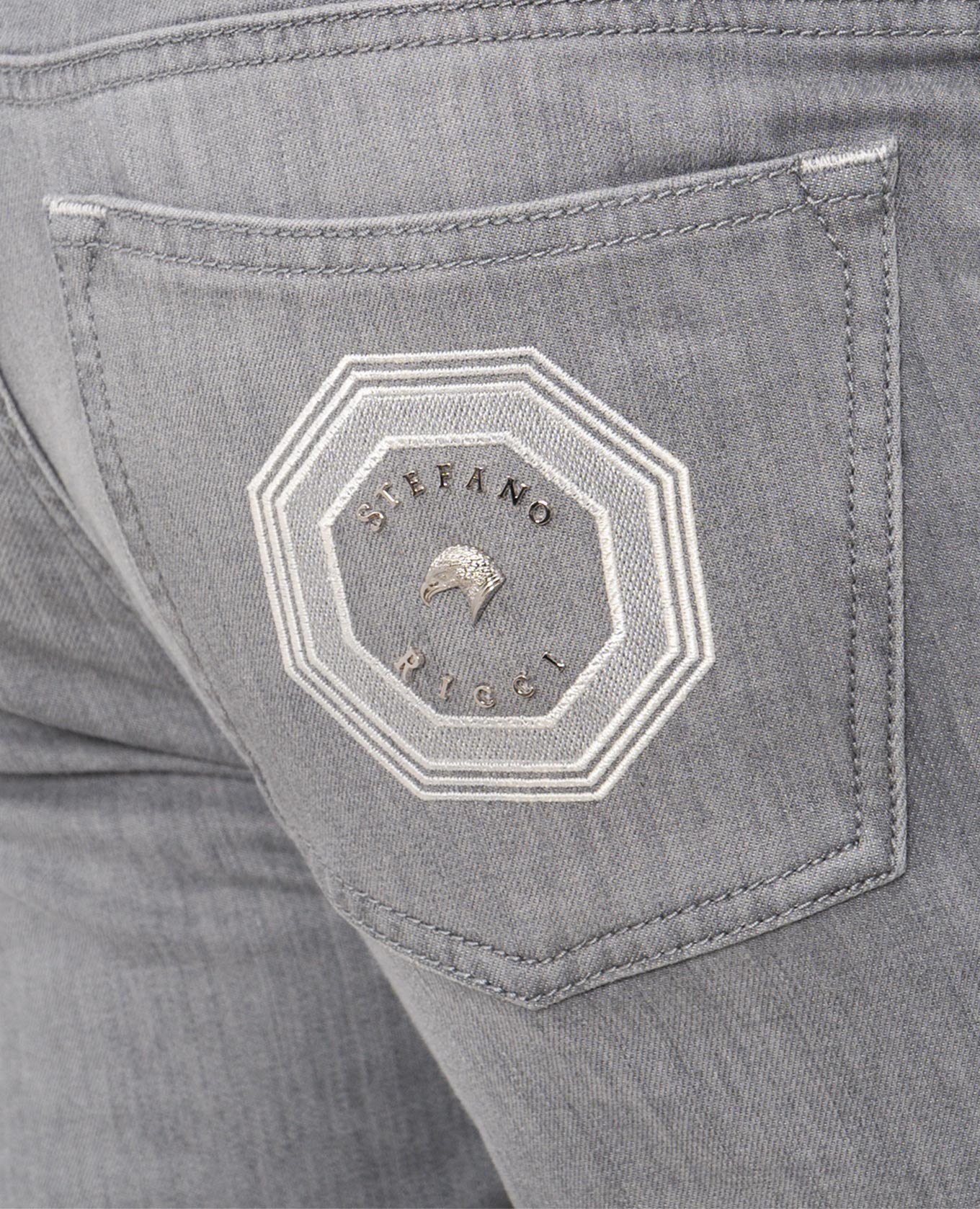 

Grey jeans with logo patch Stefano Ricci