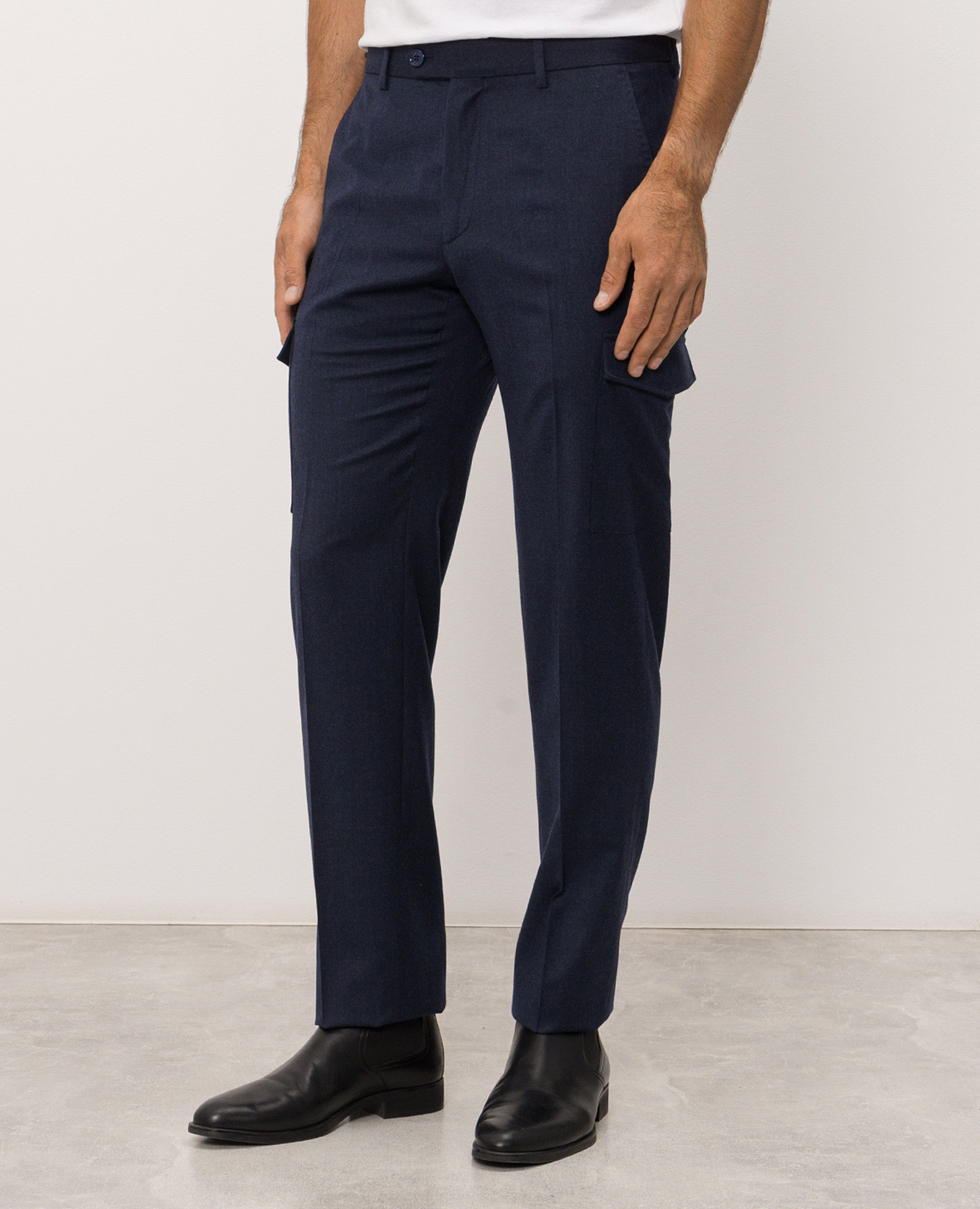 Blue wool and silk cargo pants Stefano Ricci 2