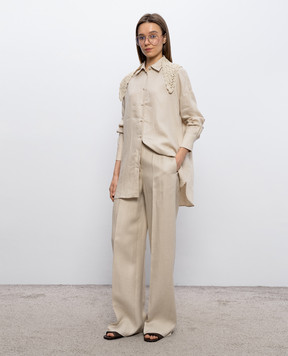 Agnona Beige linen pants T71107YU3034