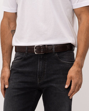 Enrico Mandelli Brown crocodile leather belt MDL0207610