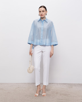 Peserico Blue silk blouse with chain S06008D08372
