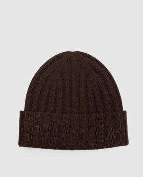 Castangia dal 1850 Brown ribbed cashmere hat CACHEMIREHAT