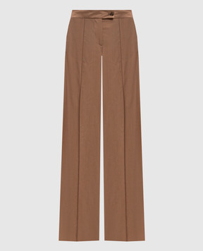 Marco Pescarolo Diana brown wool and silk trousers DIANAD5314