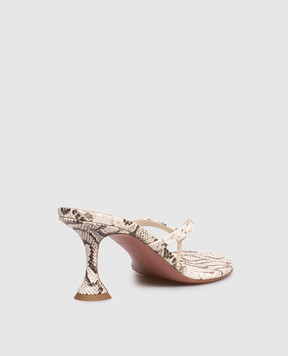 Amina Muaddi Juliette beige leather mules with reptile leather embossing 17S366192JUL