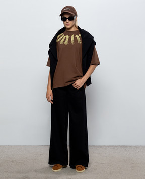 Palm Angels Brown T-shirt with logo print PAMAA003JR001w