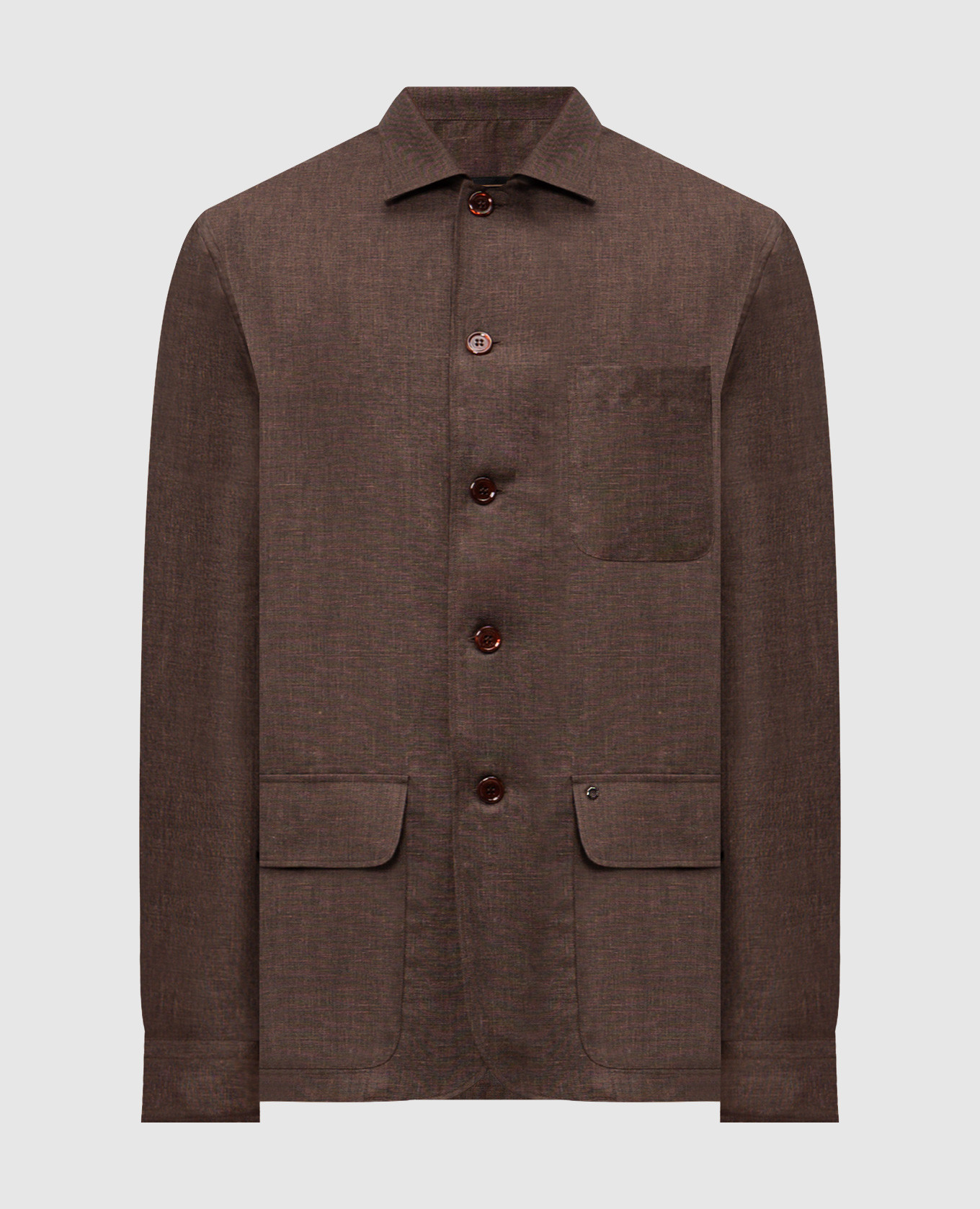 Brown shirt made of linen, wool and silk