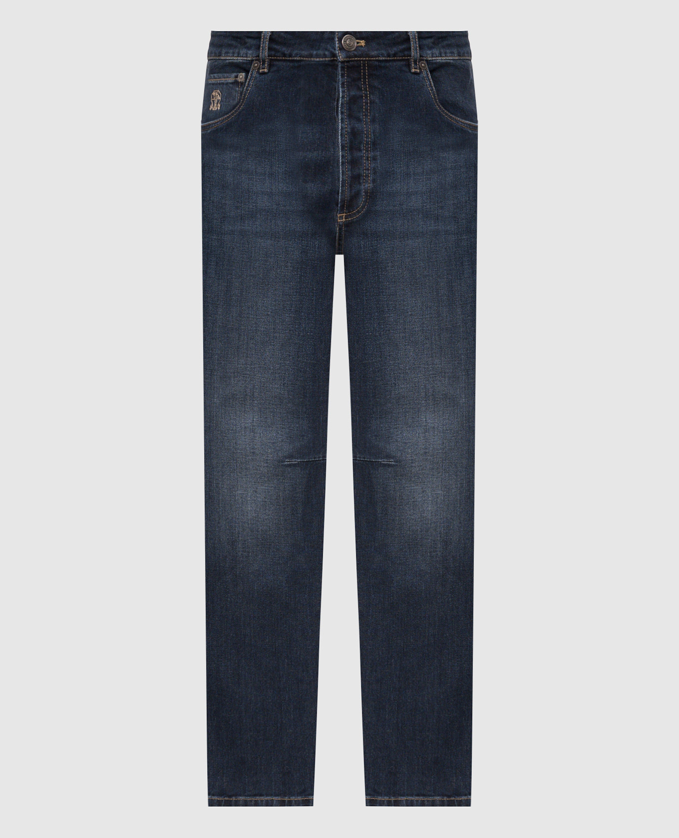 Blue jeans with logo patch