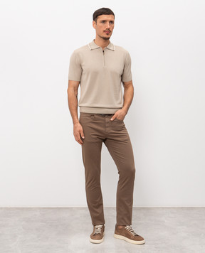 Canali Beige polo shirt with zipper MK02460C1165