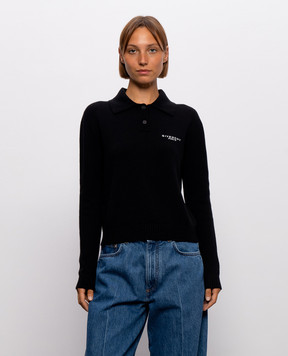 Givenchy Black wool and cashmere sweater with polo collar BW61J04ZTA