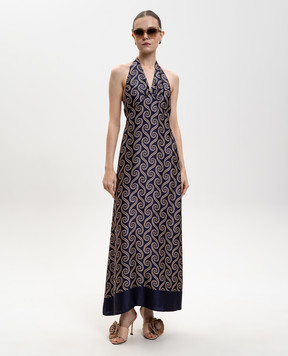 Faithfull Elidia blue maxi dress with open back FF4639JSI