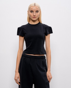 Vetements Black top with logo embroidery WE76TR525B