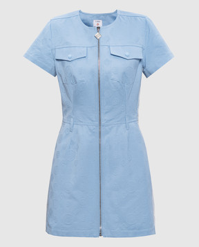 Casablanca Blue mini shirt dress with emblem pattern WSP26DR19101