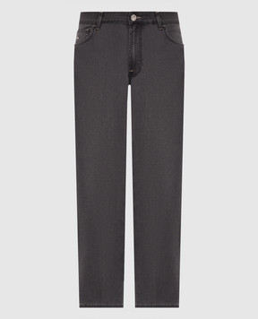 Stefano Ricci Grey jeans with logo patch MST63B2030T01519