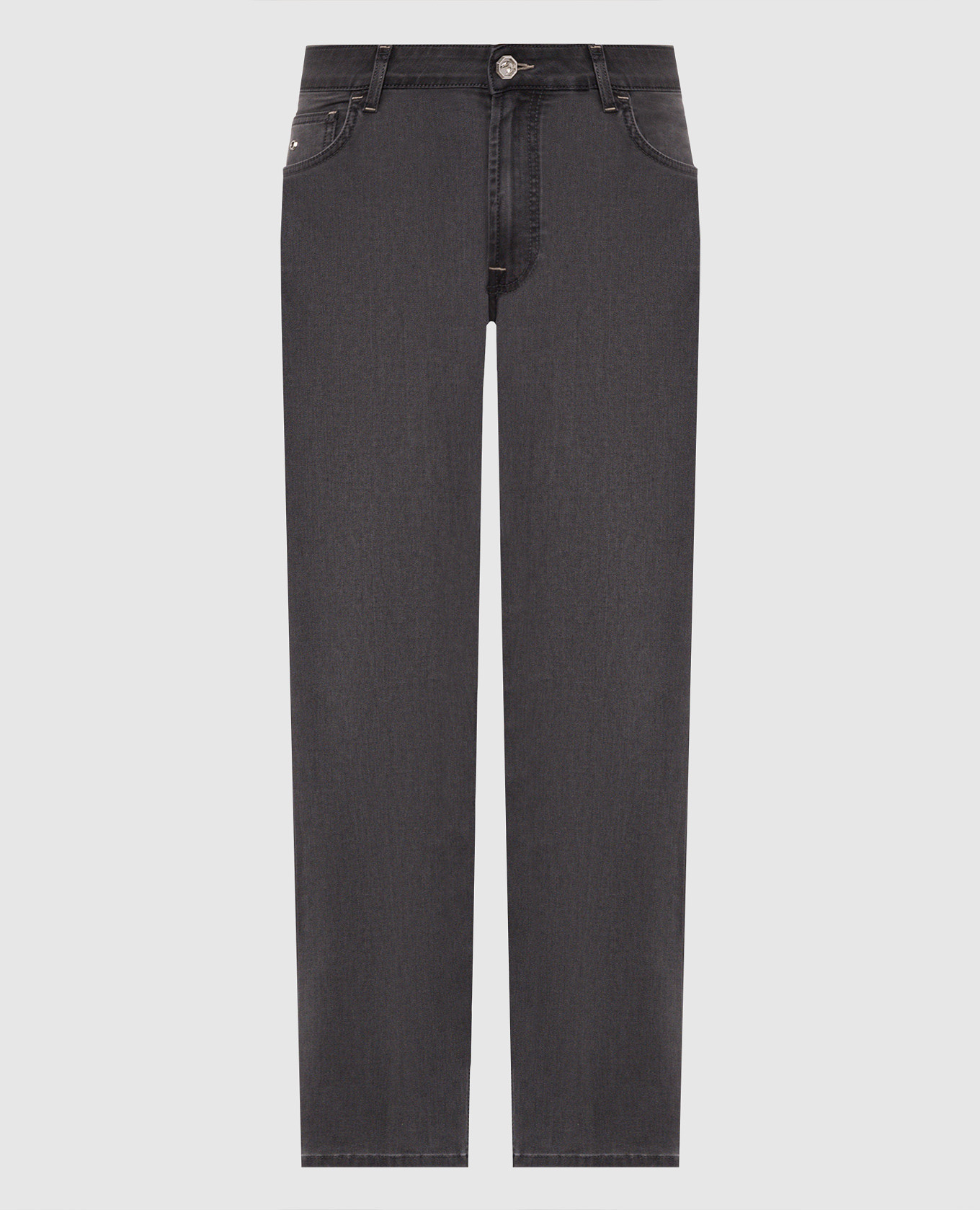 Grey jeans with logo patch Stefano Ricci