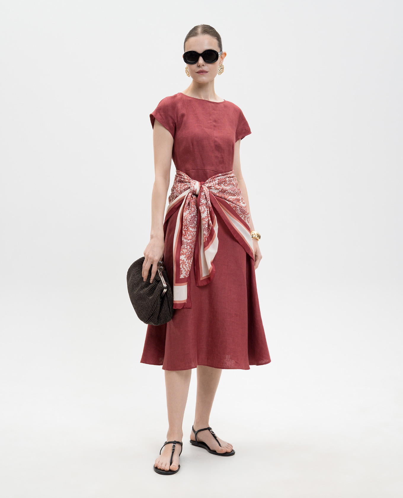 

Burgundy SORDIO linen dress Max Mara Weekend