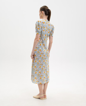 Jacob Lee Blue silk dress with floral print WSD0066SS26BCF