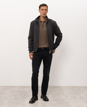 Cashmere&Whiskey Dark gray jeans with logo patch PT02CW61B175