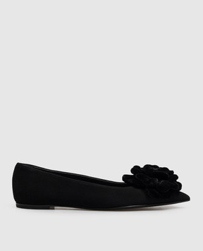 AGL Fergy black suede ballet flats with applique FERGYROSE