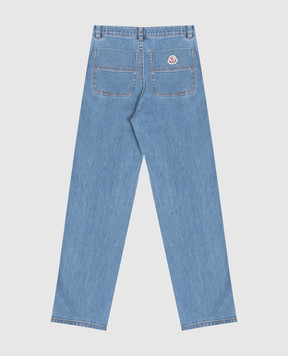 Moncler ENFANT Kids' blue jeans with logo patch L29542A00004598A1