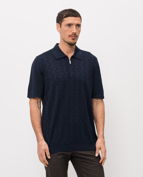 Bertolo Cashmere Blue patterned silk polo shirt 9023350024255860