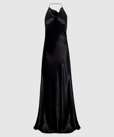 Black double-layered silk dress
