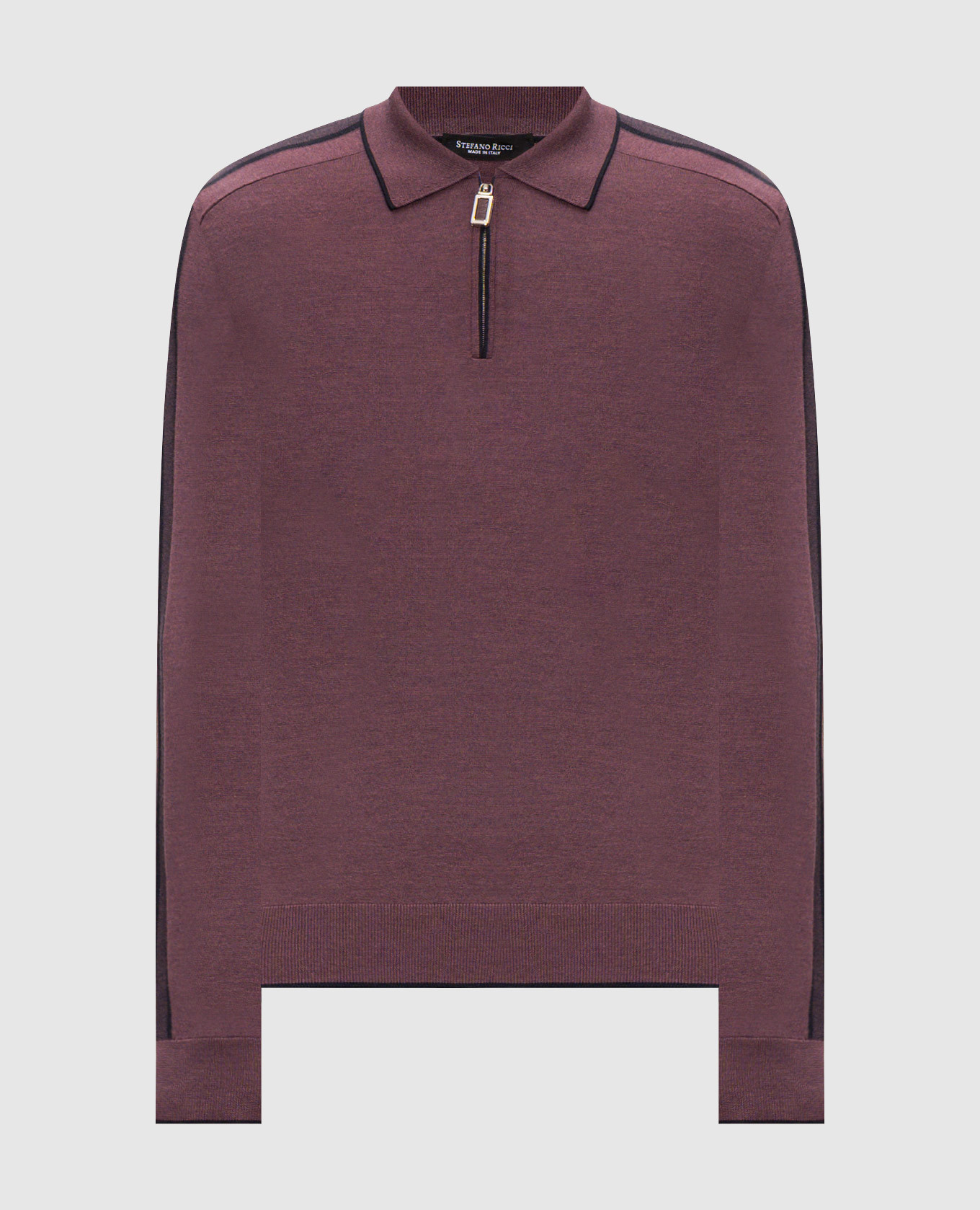 Purple wool and silk polo shirt